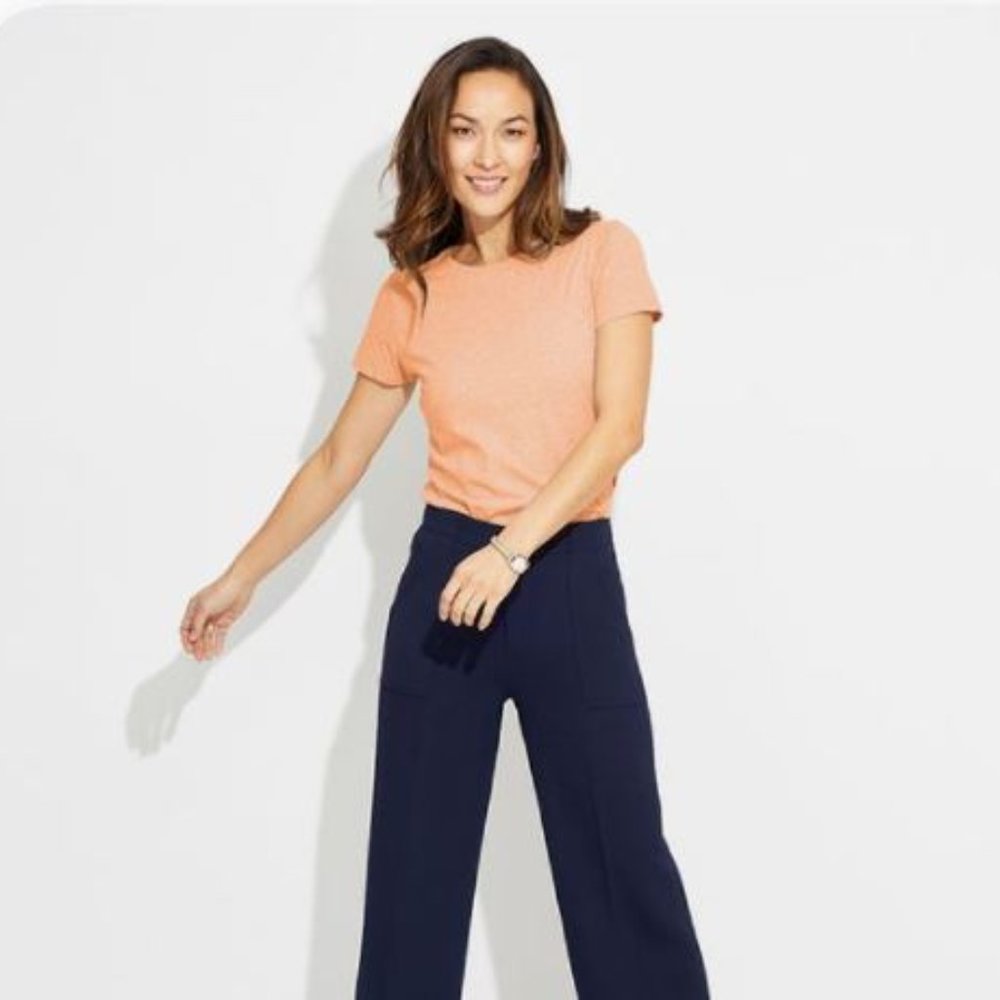 Pact Heather Featherweight Crew Neck Tee - Melon - Size Medium